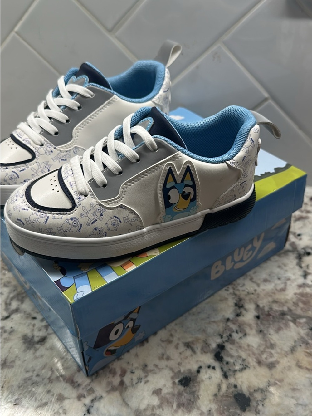 Toddler Shoes 10M Bluey White & Light Blue Character Sneakers
